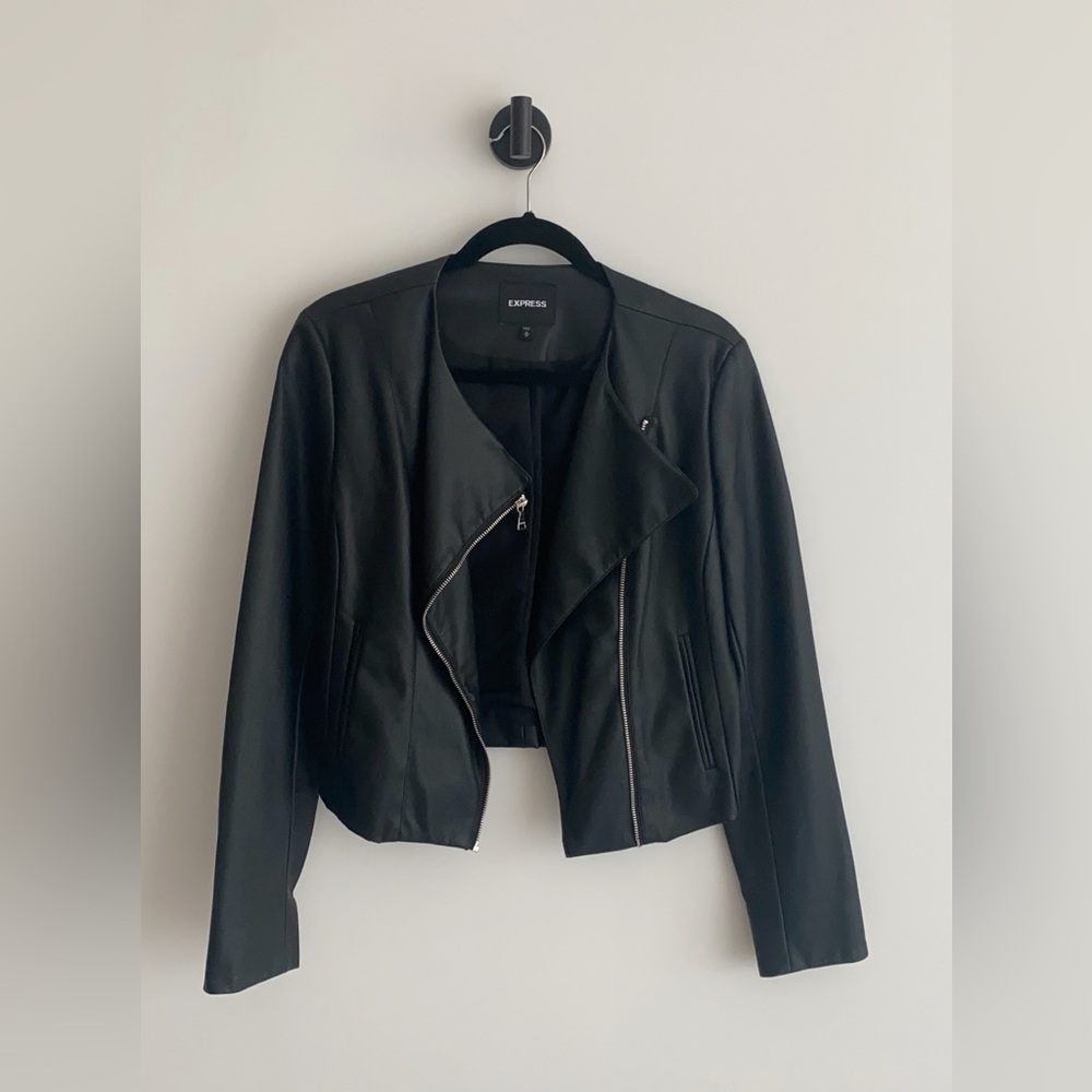 Express Black Faux Leather Jacket - Size S